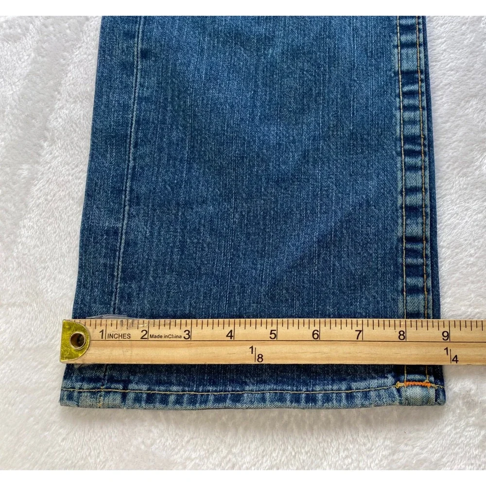 True Religion Nathan Straight Leg Jeans Mens 34x34 Blue Denim Made in USA Button